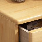 Mesita de noche japonesa tradicional rectangular de madera de caucho y metal con 2/3 cajones para cabecera