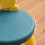 Taburete infantil redondo de plástico con respaldo de dinosaurio contemporáneo - Divertido acento para la sala de estar