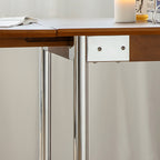 Mesa de comedor moderna minimalista plegable ovalada de madera y acero inoxidable con tablero de melamina para 4 personas