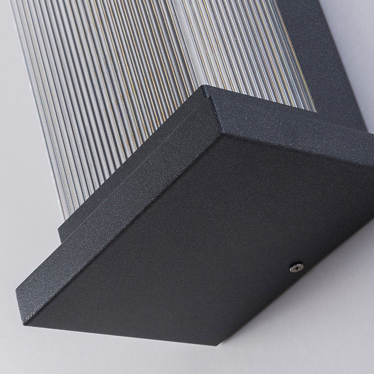 Lámpara de pared moderna minimalista de acero inoxidable acrílico rectangular a rayas impermeable para patio exterior
