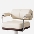 Contemporary Luxury Faux Leather Upholstered Height Adjustable Swivel Bar Stool Armrest Footrest For Dining Room
