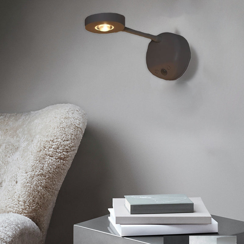 Lámpara de pared LED redonda, recargable, con sensor de movimiento, de ABS, impermeable, para patio exterior, de simplicidad moderna