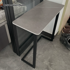 Modern Minimalist Rectangular Sintered Stone Carbon Steel Side Table 1-Tier For Living Room