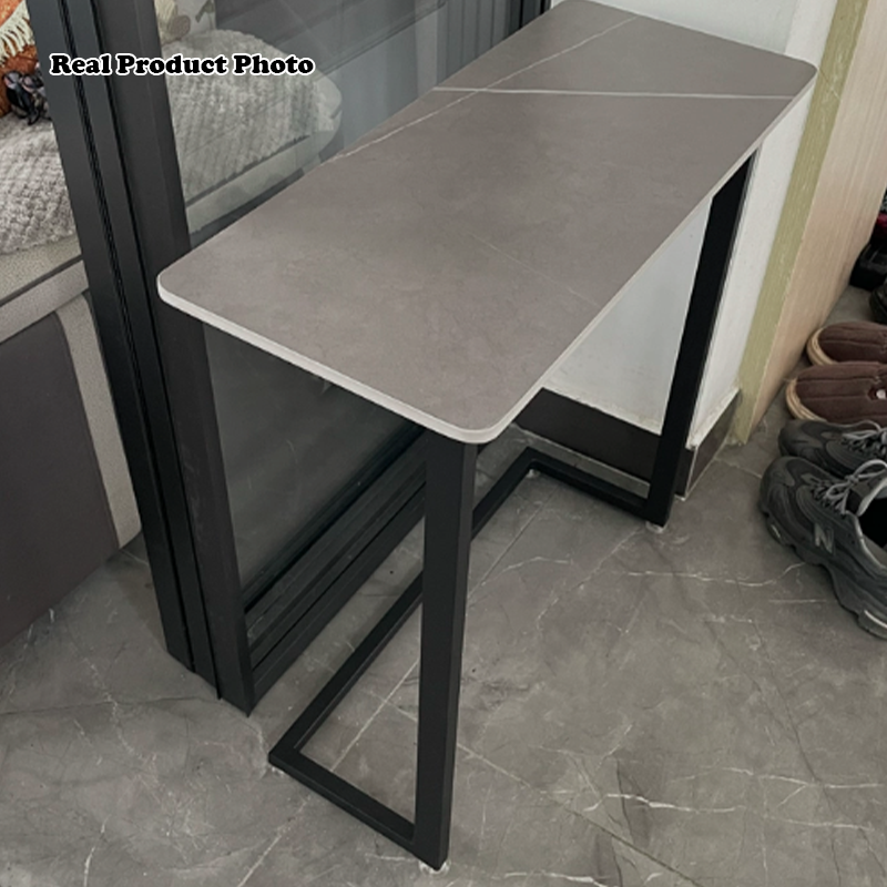 Modern Minimalist Rectangular Sintered Stone Carbon Steel Side Table 1-Tier For Living Room