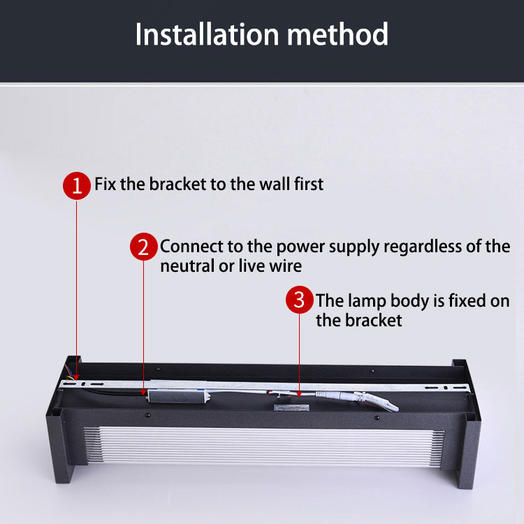 Lámpara de pared moderna minimalista de acero inoxidable acrílico rectangular a rayas impermeable para patio exterior