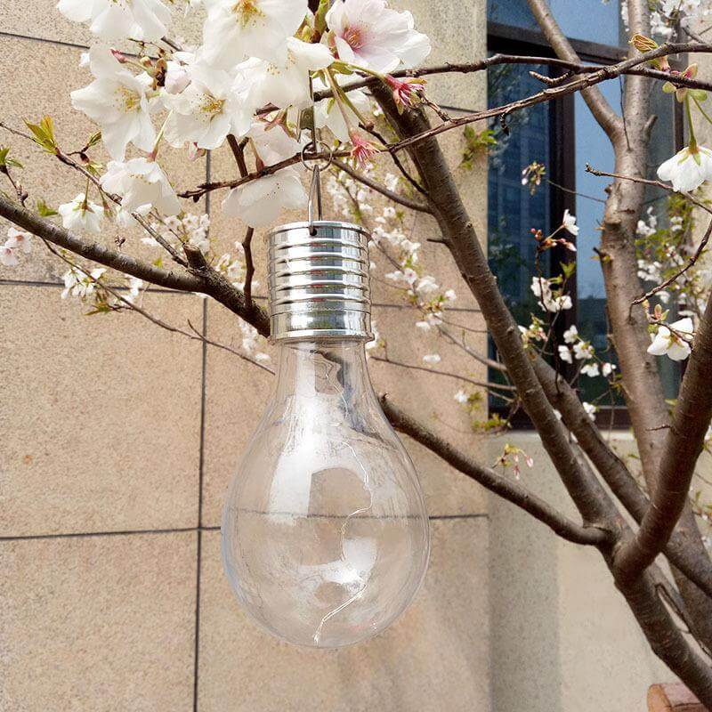 Bombillas de colores creativas, de plástico, solares, LED, luz colgante para exteriores