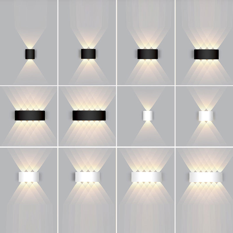 Moderna lámpara de pared LED minimalista impermeable de cilindro rectangular de aluminio y hierro acrílico para patio exterior