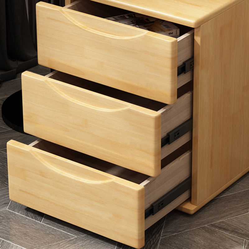 Mesita de noche japonesa tradicional rectangular de madera de caucho y metal con 2/3 cajones para cabecera