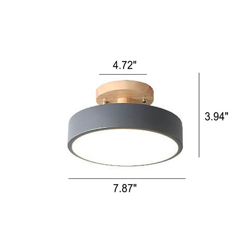 Modern Minimalist Nordic Wooden Round LED Ceiling Light Semi-Flush Mount Fixture for Living Room Bedroom Kitchen Dimmable Energy Saving Wholesale