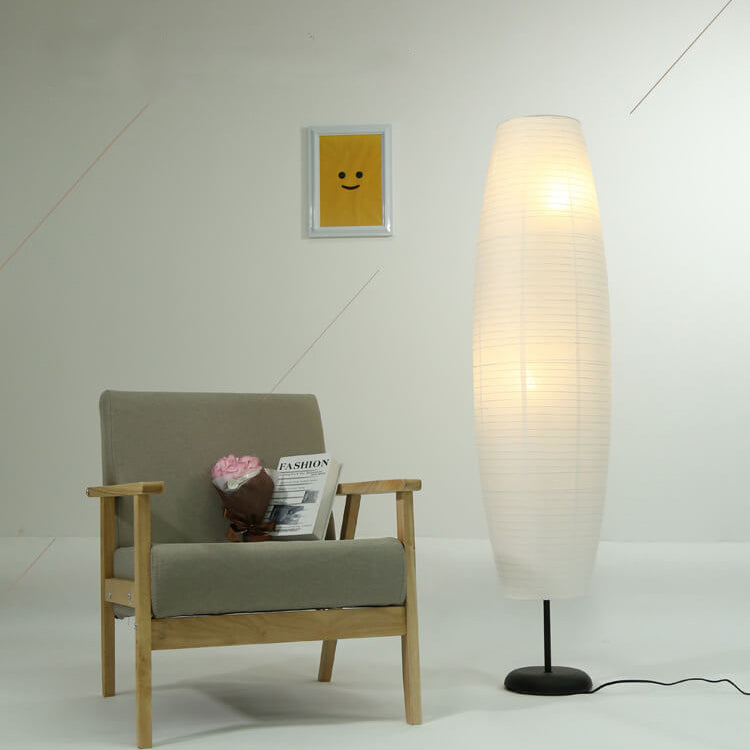 Lámpara de pie de columna minimalista nórdica de papel de arroz con 2 luces