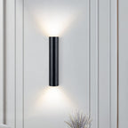 Modern Minimalist Round Aluminum Cylinder LED Wall Sconce Up Down Lighting for Bedroom Living Room Mainless Decor