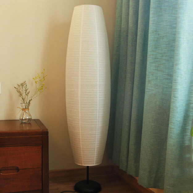 Lámpara de pie de columna minimalista nórdica de papel de arroz con 2 luces