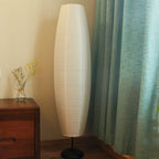 Lámpara de pie de columna minimalista nórdica de papel de arroz con 2 luces