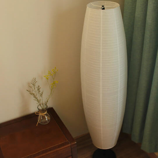 Lámpara de pie de columna minimalista nórdica de papel de arroz con 2 luces