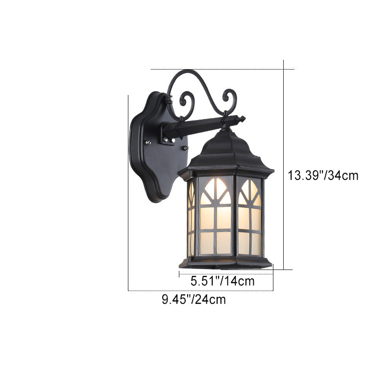 Lámpara de pared cilíndrica de aluminio y cristal solar retro contemporánea, impermeable, de 1 luz, para patio exterior