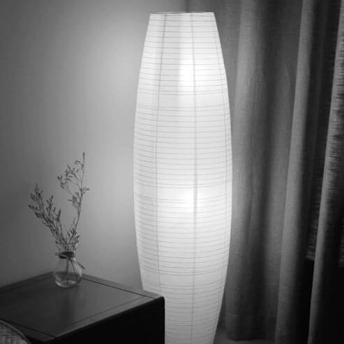 Lámpara de pie de columna minimalista nórdica de papel de arroz con 2 luces