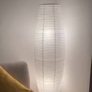 Lámpara de pie de columna minimalista nórdica de papel de arroz con 2 luces