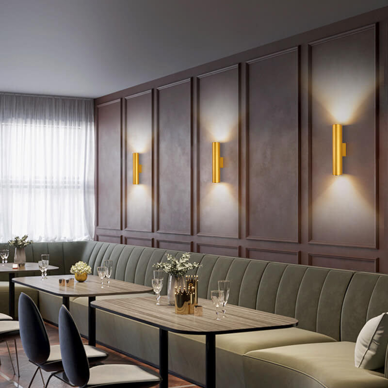 Architectural LED Cylinder Wall Sconce Up Down Light for Boutique Hotel Corridor Hospitality Lighting Wholesale