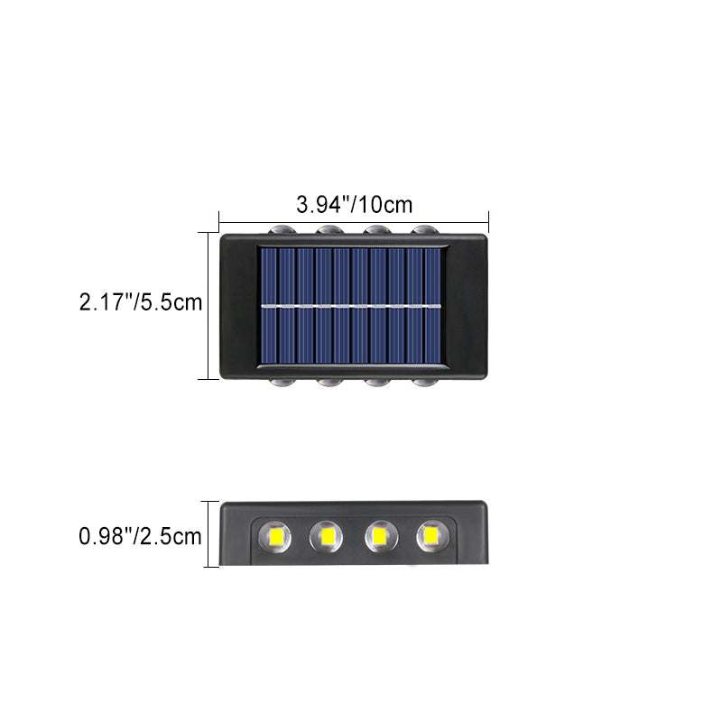 Lámpara de pared LED rectangular, impermeable, solar, de ABS y PVC, de diseño moderno y simple, para patio exterior
