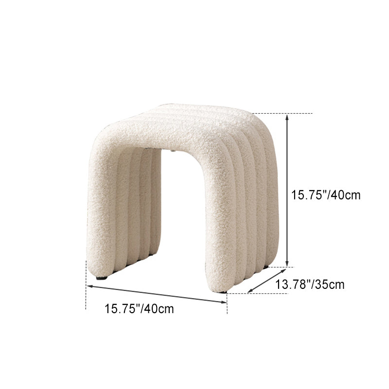 Taburete contemporáneo estilo nórdico para tocador en tejido sherpa con estructura de acero al carbono - Sin respaldo, listo para el dormitorio