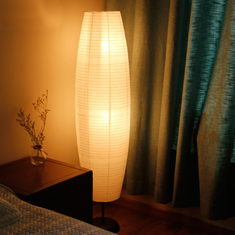 Lámpara de pie de columna minimalista nórdica de papel de arroz con 2 luces