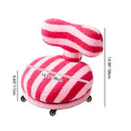 Modern Round Sherpa Fabric Swivel Stool with Iron Frame – Low-Profile, Armless with Backrest, Mobile for Living Room