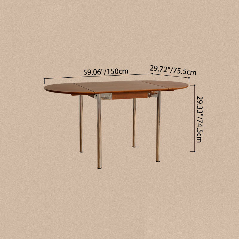 Mesa de comedor moderna minimalista plegable ovalada de madera y acero inoxidable con tablero de melamina para 4 personas