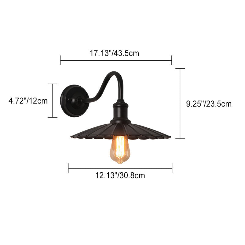 Lámpara de pared moderna minimalista, impermeable, redonda, plisada, con pétalos, de hierro, de 1 luz, para patio exterior