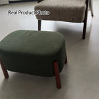 Modern Minimalist Oval Solid Wood Low Stool – Corduroy, Teddy Fleece & Faux Mink Fur Upholstery, Yarn-Wrapped Sponge Cushion, Backless & Armless Hallway Seat