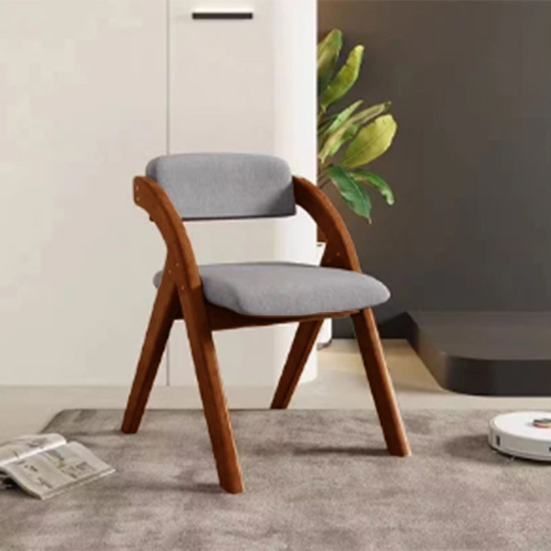 Modern Minimalist Square Cushion Solid Wood & Plywood Fabric Sponge Dining Chair Foldable Backrest Armrest For Dining Room