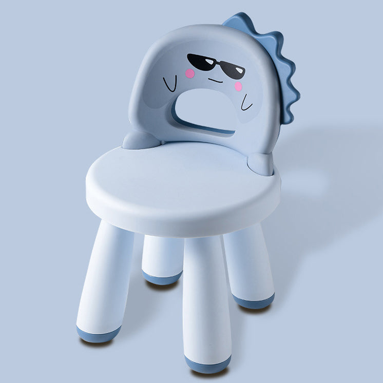 Contemporary Round Plastic Dinosaur Backrest Footstool for Kids - Fun Living Room Accent