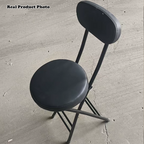 Modern Simplicity Round Faux Leather Iron Frame Foldable Chair Backrest Footrest For Living Room