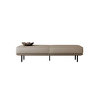 Modern Minimalist Rectangular Cushioned Bench - Microfiber Leather Upholstery with Wood & Carbon Steel Frame, Low Backless End-of-Bed Stool for Bedroom