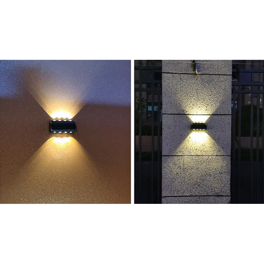 Modern Solar Up and Down Wall Sconce Waterproof Multi-Beam LED Outdoor Light for Garden and Fence