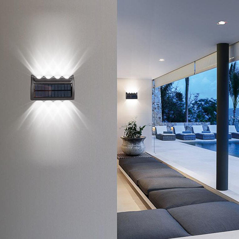 Modern Solar Up and Down Wall Sconce Waterproof Multi-Beam LED Outdoor Light for Garden and Fence