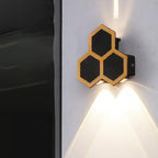 Contemporary Creative Waterproof Aluminum Honeycomb Shape PC Lens LED Wall Sconce Lamp For Outdoor Patio
