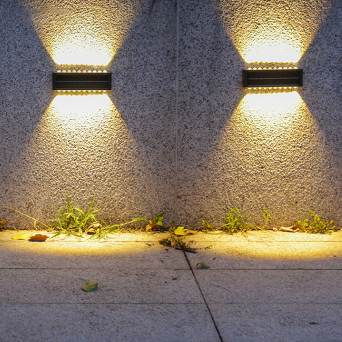 Lámpara de pared LED rectangular, impermeable, solar, de ABS y PVC, de diseño moderno y simple, para patio exterior