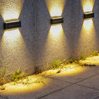 Lámpara de pared LED rectangular, impermeable, solar, de ABS y PVC, de diseño moderno y simple, para patio exterior