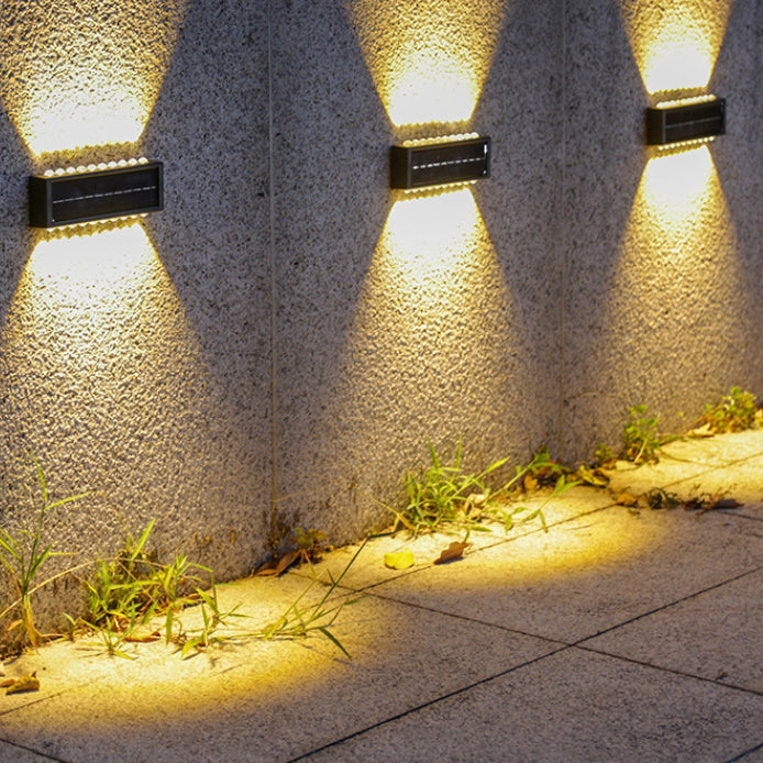 Lámpara de pared LED rectangular, impermeable, solar, de ABS y PVC, de diseño moderno y simple, para patio exterior