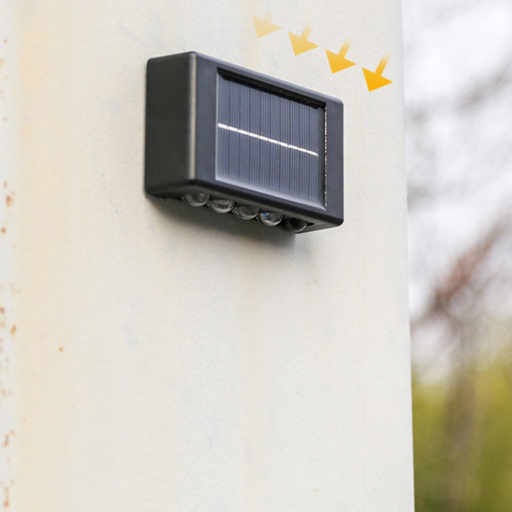 Lámpara de pared LED rectangular, impermeable, solar, de ABS y PVC, de diseño moderno y simple, para patio exterior