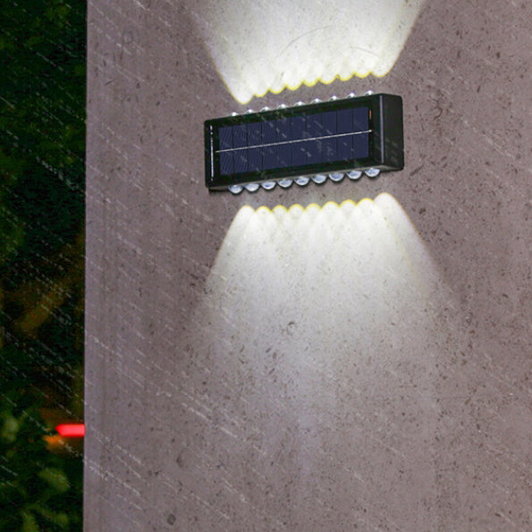 Lámpara de pared LED rectangular, impermeable, solar, de ABS y PVC, de diseño moderno y simple, para patio exterior