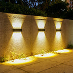 Lámpara de pared LED rectangular, impermeable, solar, de ABS y PVC, de diseño moderno y simple, para patio exterior