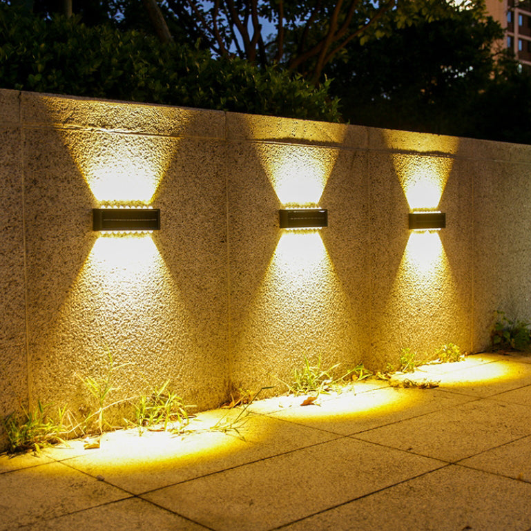 Lámpara de pared LED rectangular, impermeable, solar, de ABS y PVC, de diseño moderno y simple, para patio exterior