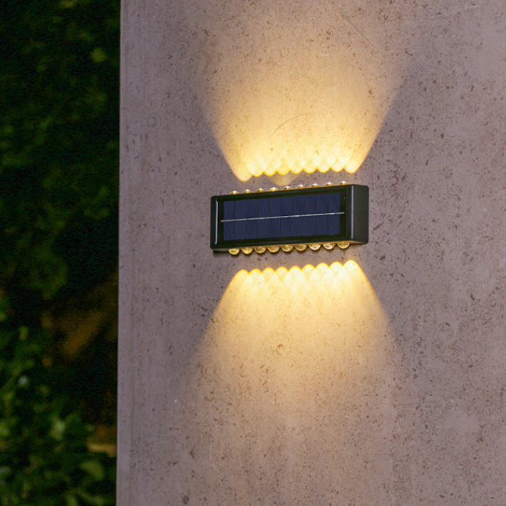 Lámpara de pared LED rectangular, impermeable, solar, de ABS y PVC, de diseño moderno y simple, para patio exterior