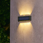 Lámpara de pared LED rectangular, impermeable, solar, de ABS y PVC, de diseño moderno y simple, para patio exterior