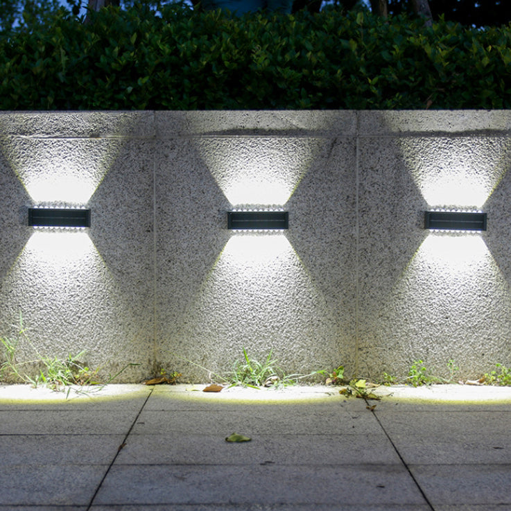 Lámpara de pared LED rectangular, impermeable, solar, de ABS y PVC, de diseño moderno y simple, para patio exterior