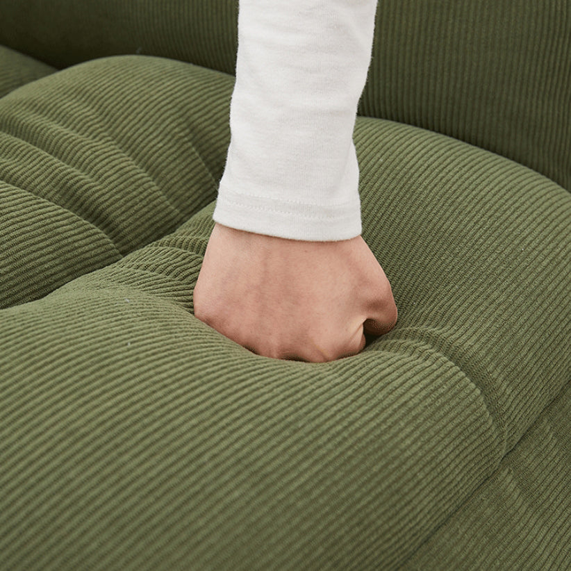 Reposapiés Moderno de Algodón Esponjoso con Cojín de Pana — Reclinable Cuadrado Ajustable con Estructura de Hierro y Acero al Carbono para Dormitorio