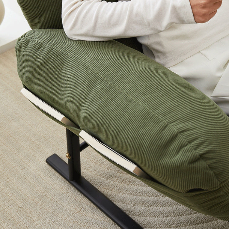 Reposapiés Moderno de Algodón Esponjoso con Cojín de Pana — Reclinable Cuadrado Ajustable con Estructura de Hierro y Acero al Carbono para Dormitorio