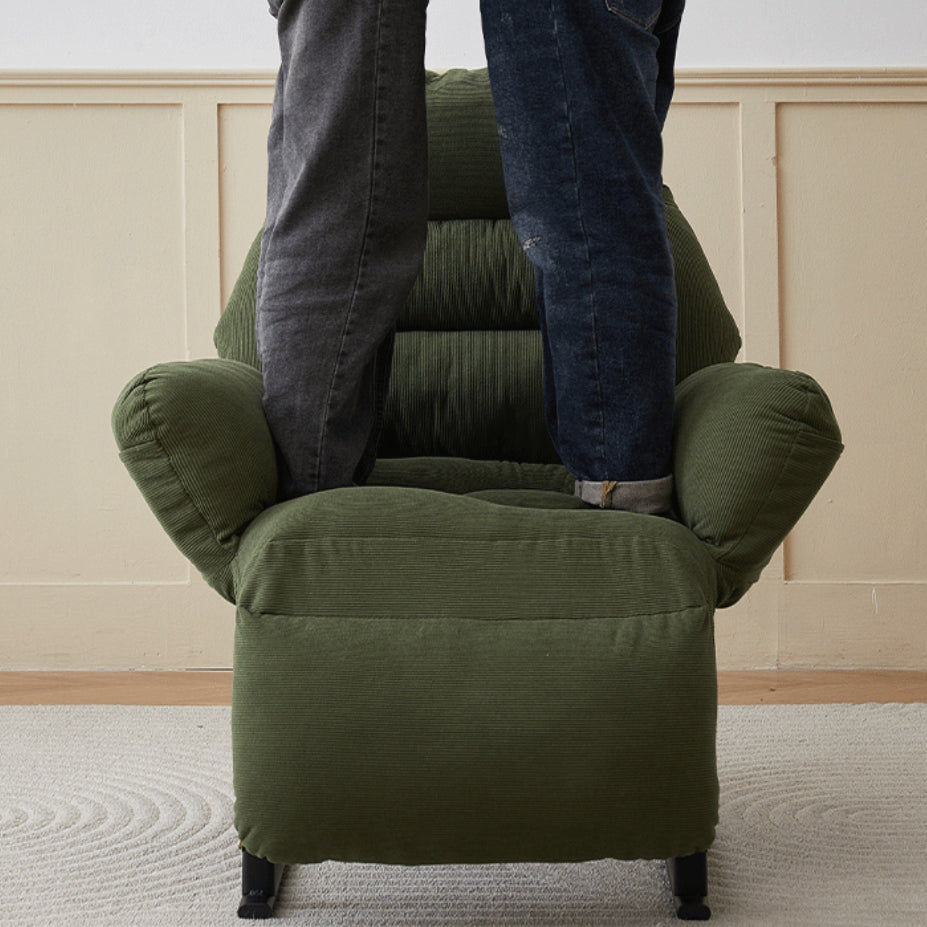 Reposapiés Moderno de Algodón Esponjoso con Cojín de Pana — Reclinable Cuadrado Ajustable con Estructura de Hierro y Acero al Carbono para Dormitorio