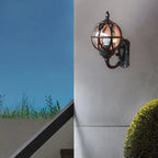 Aplique de pared tradicional europeo impermeable con bola de aluminio y cristal de 1 luz para patio exterior